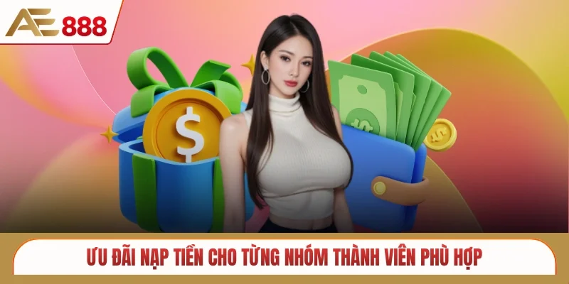 Ưu đãi nạp tiền cho từng nhóm thành viên phù hợp
